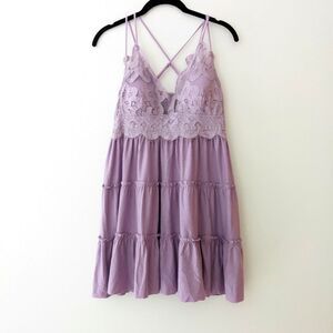 Zenana Outfitters Lavender Lace Babydoll Dress